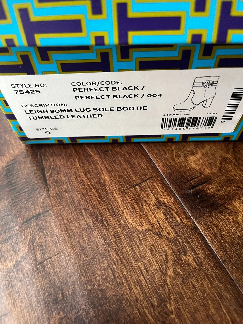 Tory Burch Black Leather Block Heel Ankle Boots with Side Zip